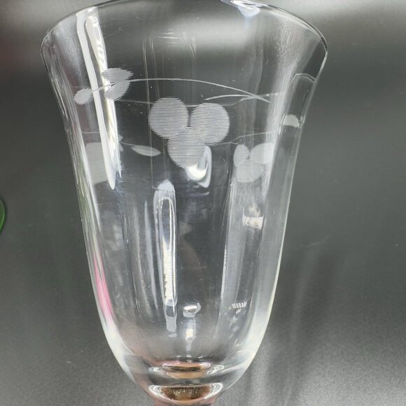 Vintage Uranium Stem Single Goblet Barware Drinking Cup Etched Top Glassware VTG - Picture 9 of 9